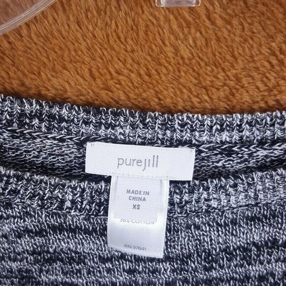 J JILL Womens Top XS Gray Pullover Knit Oversized Linen Cotton Comfort PURE - Picture 2 of 7